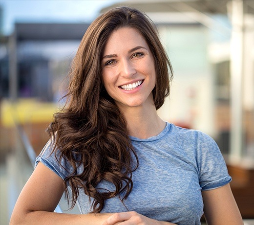 woman smiling outside