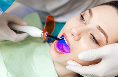 woman getting dental sealants