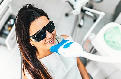 woman getting whitening done