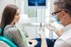 Dentist and patient in digital dentistry office