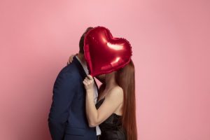 Couple kissing for valentine’s day